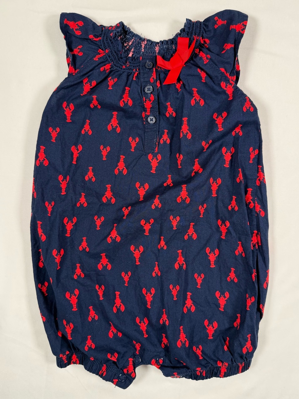 JUST ONE YOU BY CARTER’S Baby Girl‎ Lobster Ruffle Smock Bubble Suit 9m Coastal
